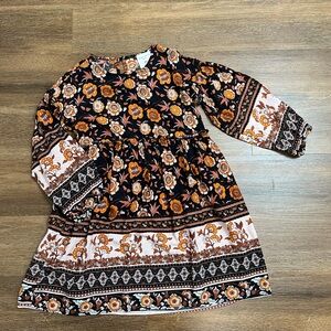 Hayden Girls Falling Leaves Floral Dress Size Small